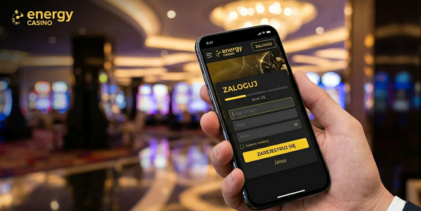 Energy casino login mobilny — formularz z polami e-mail i hasło
